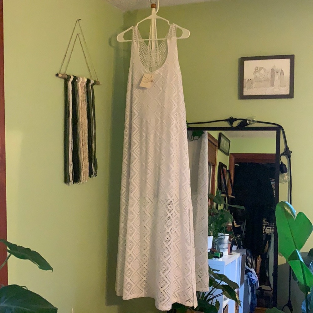 Crocheted white dress size L